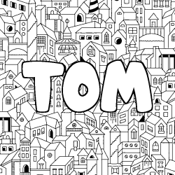 Dibujo para colorear TOM - decorado ciudad