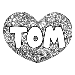 Dibujo para colorear TOM - decorado mandala de coraz&oacute;n