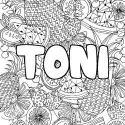 Coloración del nombre TONI - decorado mandala de frutas