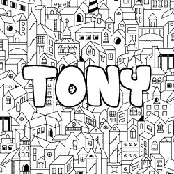 Dibujo para colorear TONY - decorado ciudad