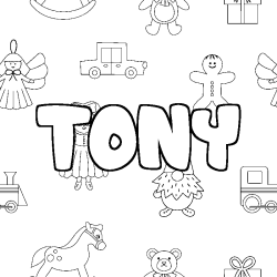 Coloración del nombre TONY - decorado juguetes