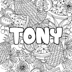 Coloración del nombre TONY - decorado mandala de frutas