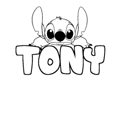 Coloración del nombre TONY - decorado Stitch