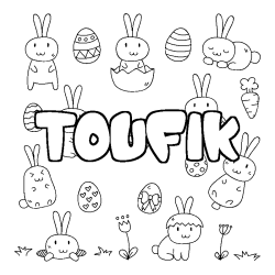 Coloración del nombre TOUFIK - decorado Pascua