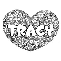 Coloración del nombre TRACY - decorado mandala de corazón