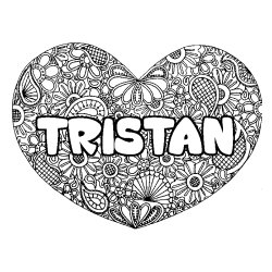 Coloración del nombre TRISTAN - decorado mandala de corazón