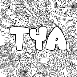 Coloración del nombre TYA - decorado mandala de frutas