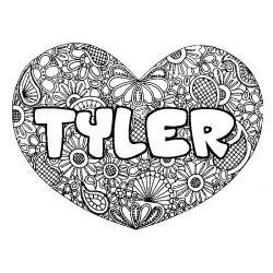 Dibujo para colorear TYLER - decorado mandala de coraz&oacute;n