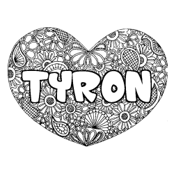 Dibujo para colorear TYRON - decorado mandala de coraz&oacute;n