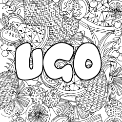 Dibujo para colorear UGO - decorado mandala de frutas