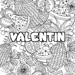 Coloración del nombre VALENTIN - decorado mandala de frutas