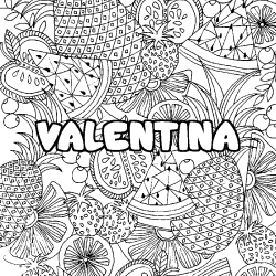 Coloración del nombre VALENTINA - decorado mandala de frutas