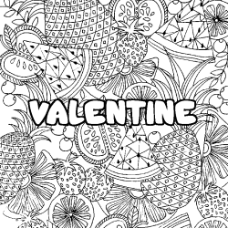 Coloración del nombre VALENTINE - decorado mandala de frutas