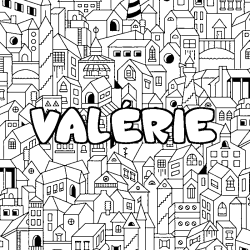 Coloración del nombre VALÉRIE - decorado ciudad