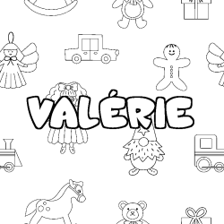 Coloración del nombre VALÉRIE - decorado juguetes