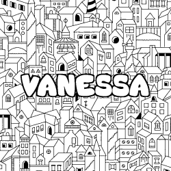 Coloración del nombre VANESSA - decorado ciudad