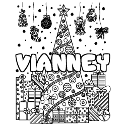 Coloración del nombre VIANNEY - decorado árbol de Navidad y regalos