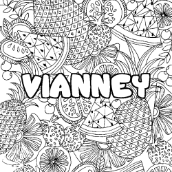 Coloración del nombre VIANNEY - decorado mandala de frutas