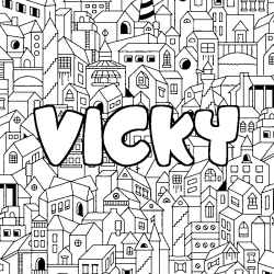 Coloración del nombre VICKY - decorado ciudad