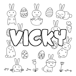 Coloración del nombre VICKY - decorado Pascua