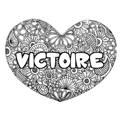 Coloración del nombre VICTOIRE - decorado mandala de corazón