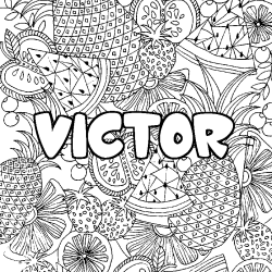 Coloración del nombre VICTOR - decorado mandala de frutas