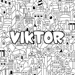 Coloración del nombre VIKTOR - decorado ciudad