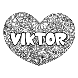 Coloración del nombre VIKTOR - decorado mandala de corazón