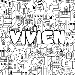 Coloración del nombre VIVIEN - decorado ciudad