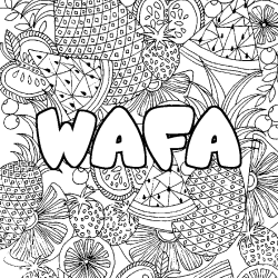 Coloración del nombre WAFA - decorado mandala de frutas