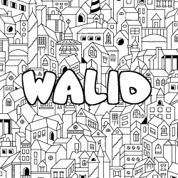 Coloración del nombre WALID - decorado ciudad