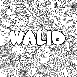 Coloración del nombre WALID - decorado mandala de frutas