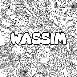 Coloración del nombre WASSIM - decorado mandala de frutas