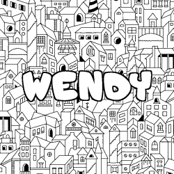 Coloración del nombre WENDY - decorado ciudad