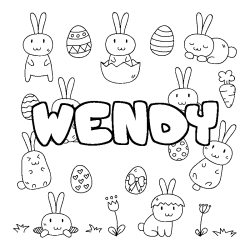 Coloración del nombre WENDY - decorado Pascua