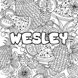 Coloración del nombre WESLEY - decorado mandala de frutas