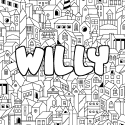 Coloración del nombre WILLY - decorado ciudad