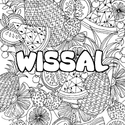 Coloración del nombre WISSAL - decorado mandala de frutas