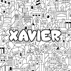 Coloración del nombre XAVIER - decorado ciudad