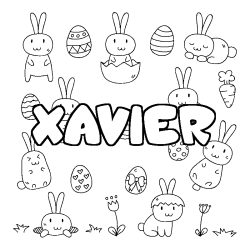 Coloración del nombre XAVIER - decorado Pascua