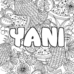 Coloración del nombre YANI - decorado mandala de frutas