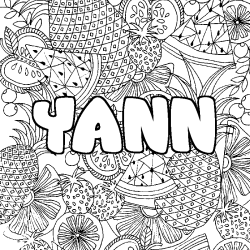 Coloración del nombre YANN - decorado mandala de frutas