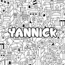 Coloración del nombre YANNICK - decorado ciudad