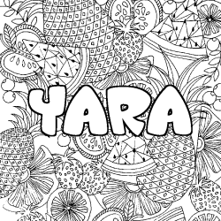 Coloración del nombre YARA - decorado mandala de frutas