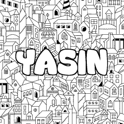 Coloración del nombre YASIN - decorado ciudad