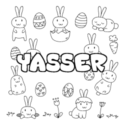 Coloración del nombre YASSER - decorado Pascua