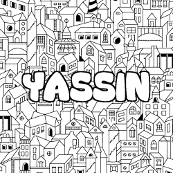 Coloración del nombre YASSIN - decorado ciudad