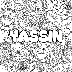 Coloración del nombre YASSIN - decorado mandala de frutas