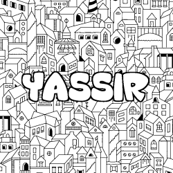 Coloración del nombre YASSIR - decorado ciudad