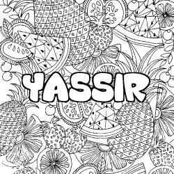 Coloración del nombre YASSIR - decorado mandala de frutas